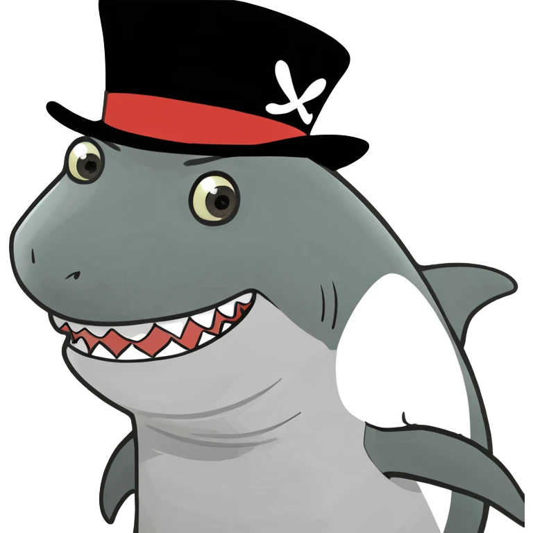 Shark with a top hat emoji