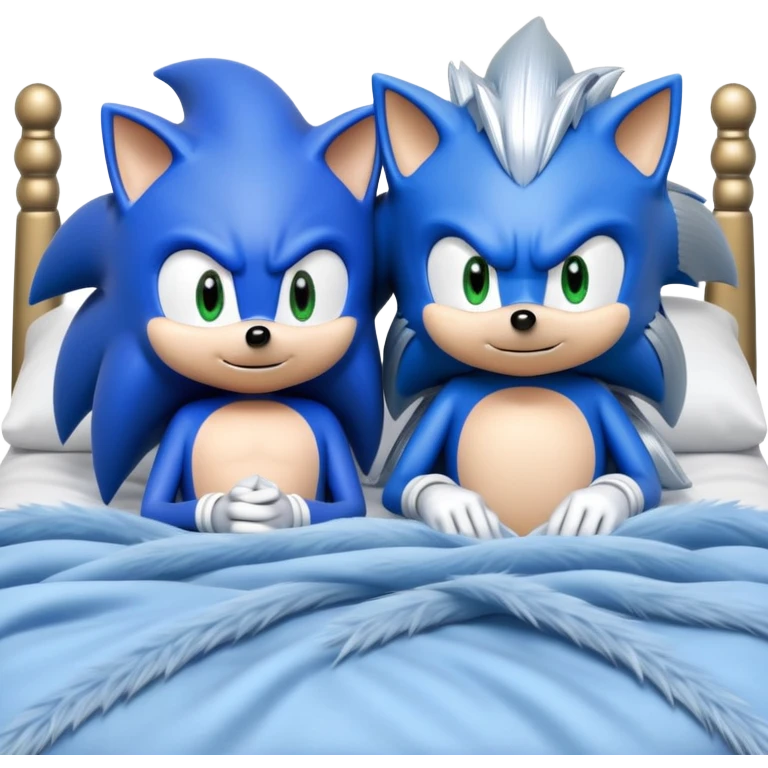 Sonic and Silver hedgehog characters relaxing on a bed emoji