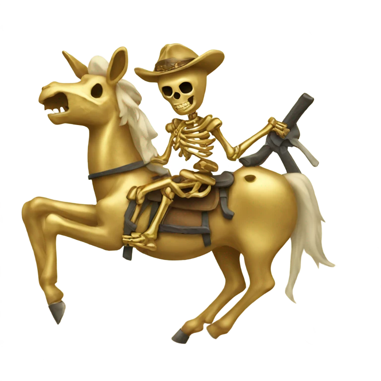 Golden skeleton riding donkey emoji