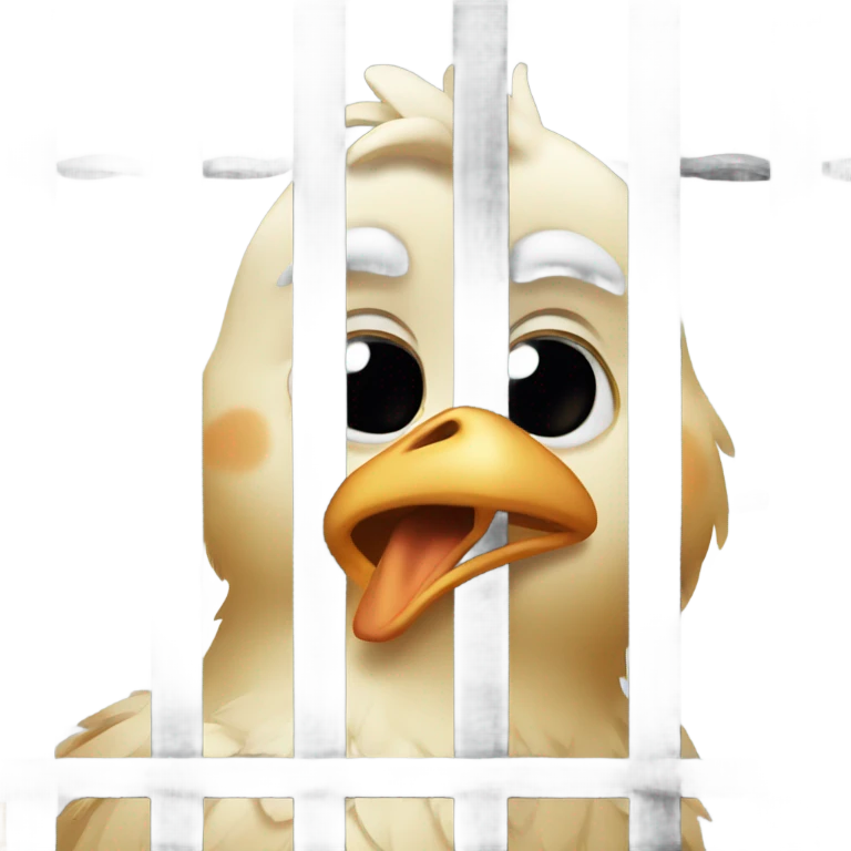 A crying chicken in jail emoji