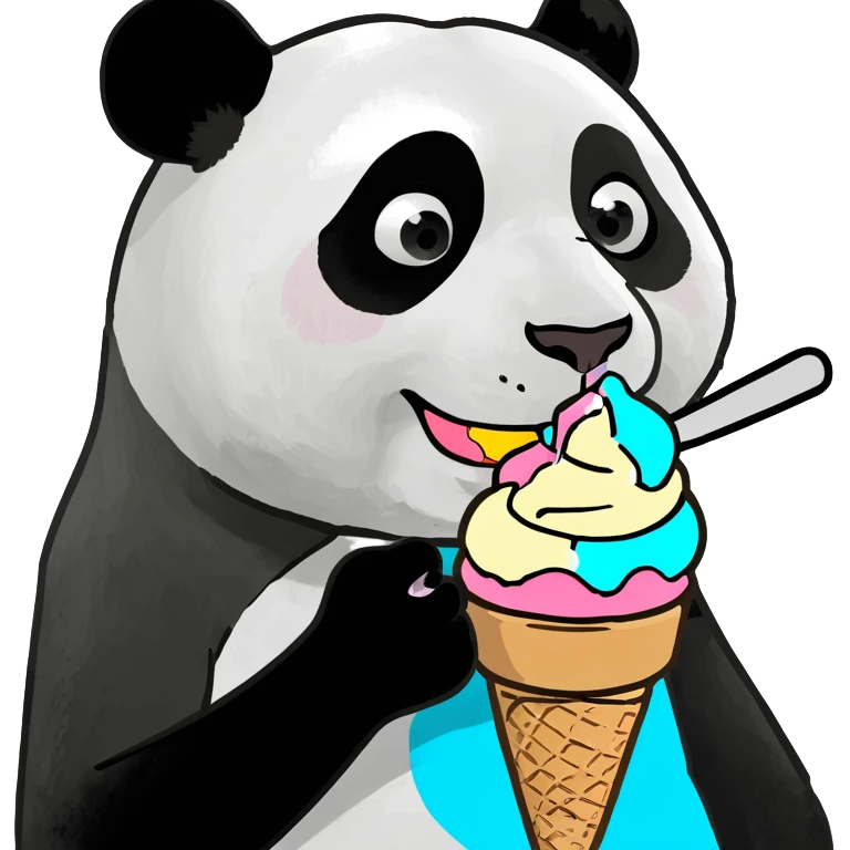 Panda eating ice cream emoji