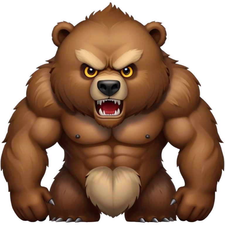Tough wild grizzly bear with angry eyes, sharp teeth, and powerful stance emoji