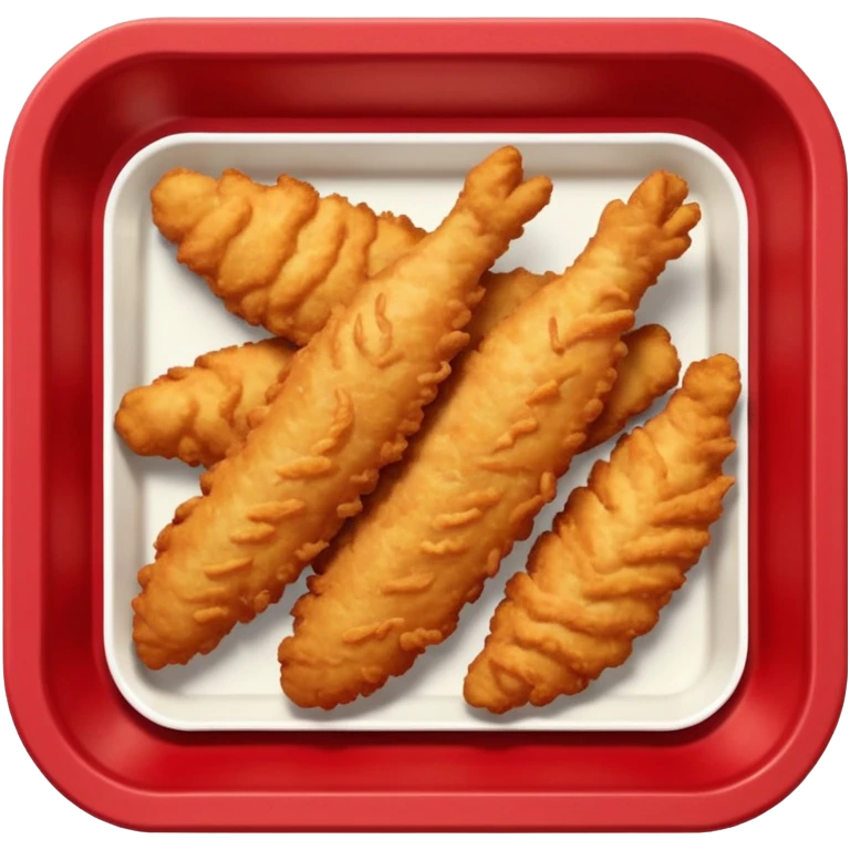 breaded chicken tenders in a red paper food tray emoji | AI Emoji Generator