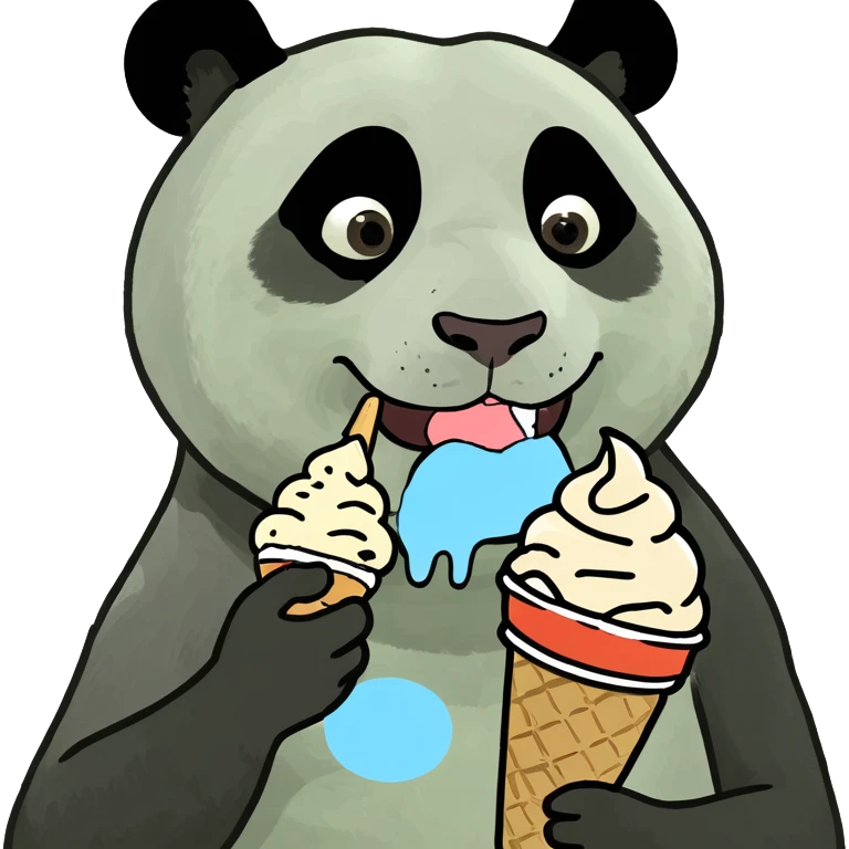 Panda eating ice cream emoji