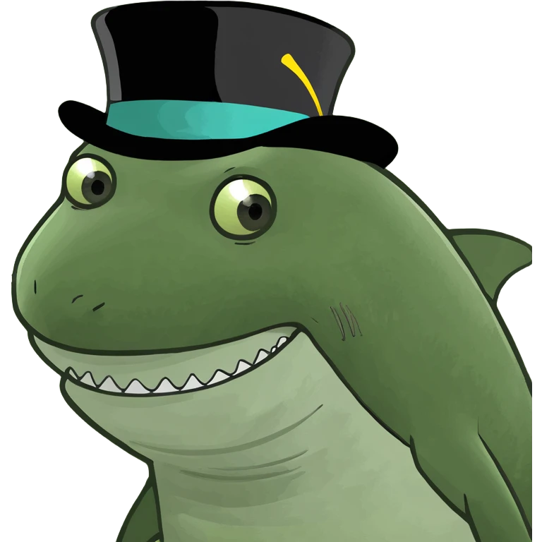 Shark with a top hat emoji