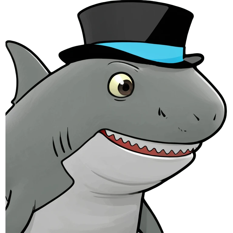 Shark with a top hat emoji