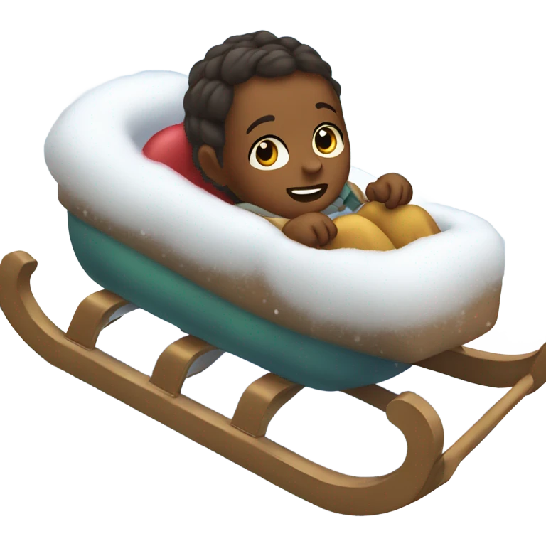 baby getting pulled on a sled in the snow emoji