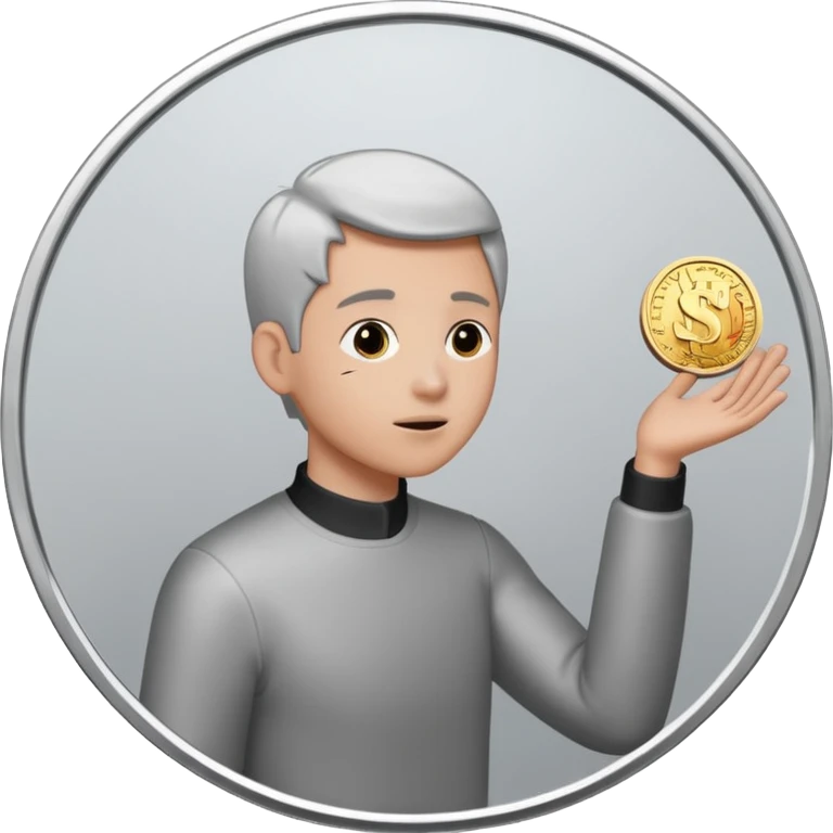 Coin flipped in the air, character already turning away emoji