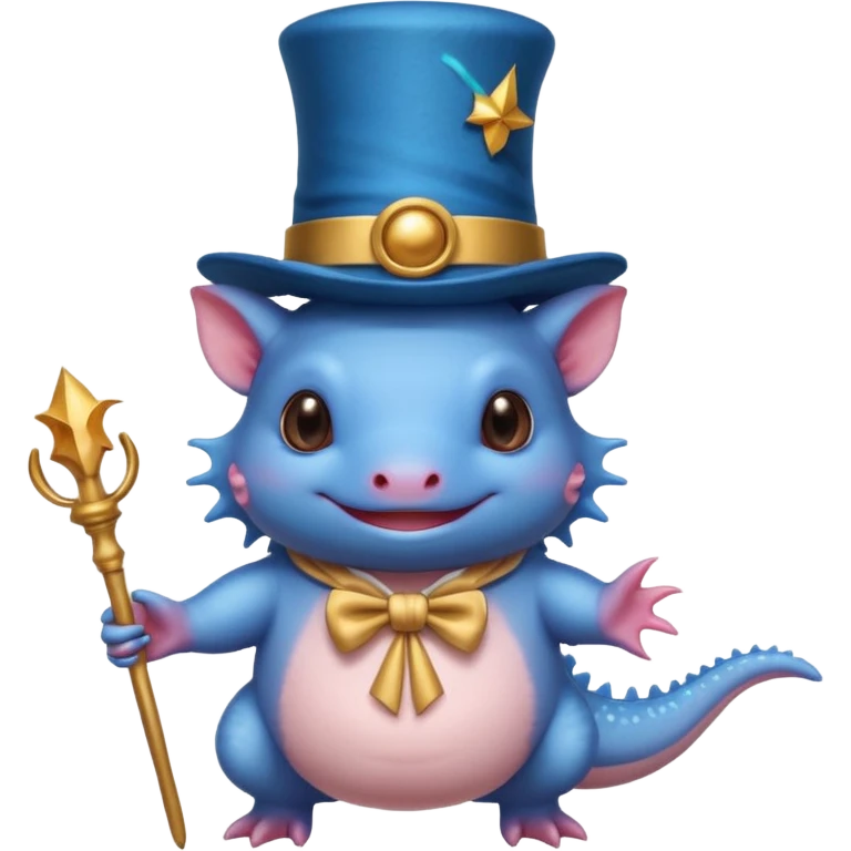 blue axolotl with magician hat emoji