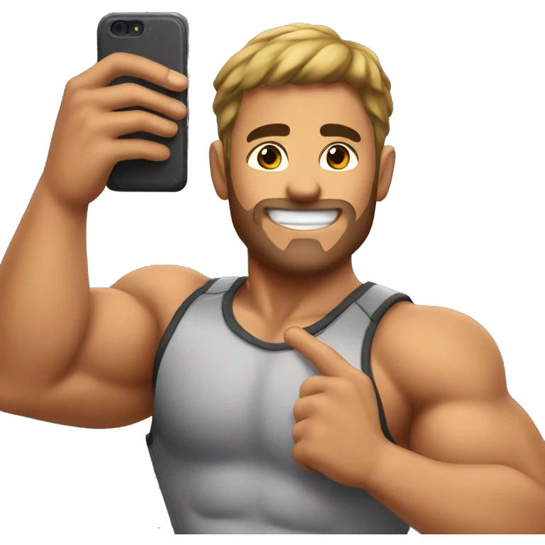 muscular male taking selfie emoji