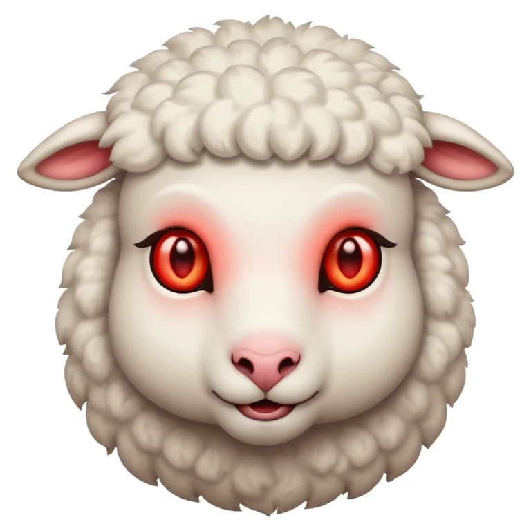 Evil lamb with glowing red eyes staring at you emoji
