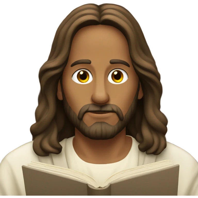 Jesus at the library reading emoji