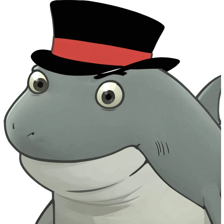 Shark with a top hat emoji
