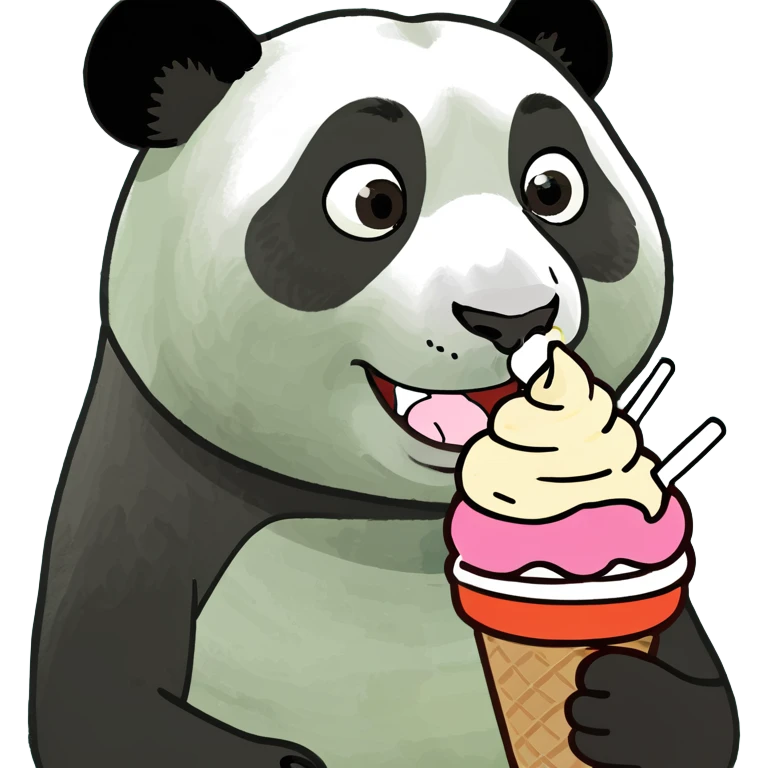 Panda eating ice cream emoji