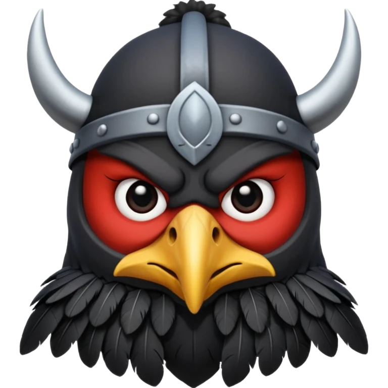 a cartoon Viking raven with horned cap emoji