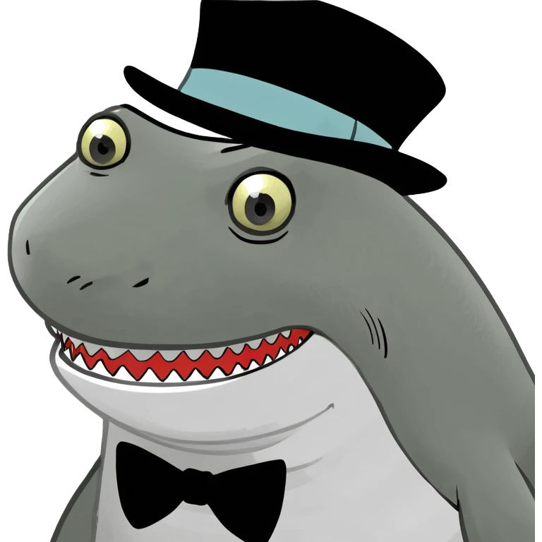 Shark with a top hat emoji
