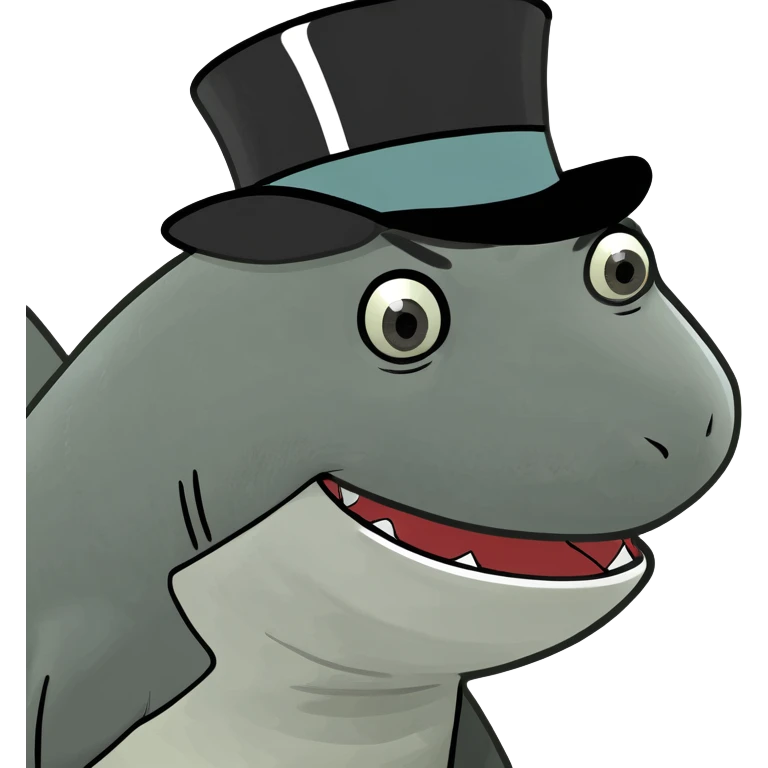 Shark with a top hat emoji