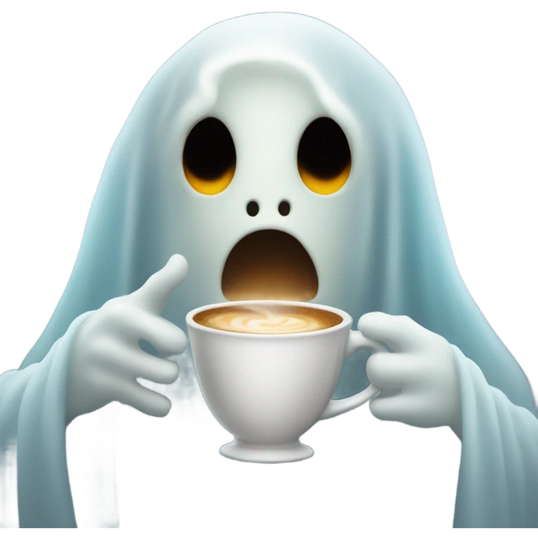 Ghost with a coffee emoji