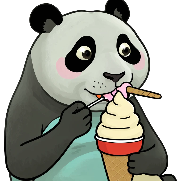 Panda eating ice cream emoji