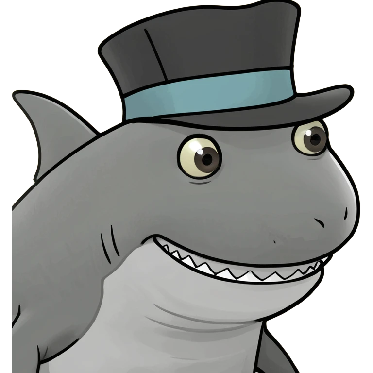 Shark with a top hat emoji
