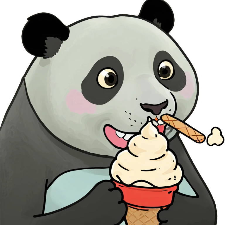 Panda eating ice cream emoji