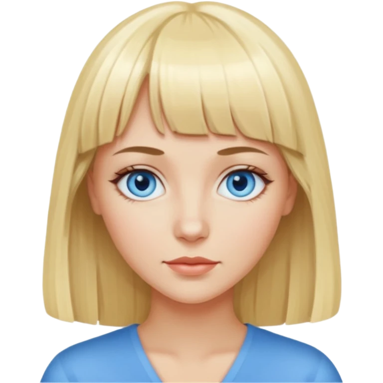 Beautiful barbie blonde with blue eyes and bangs long hair emoji