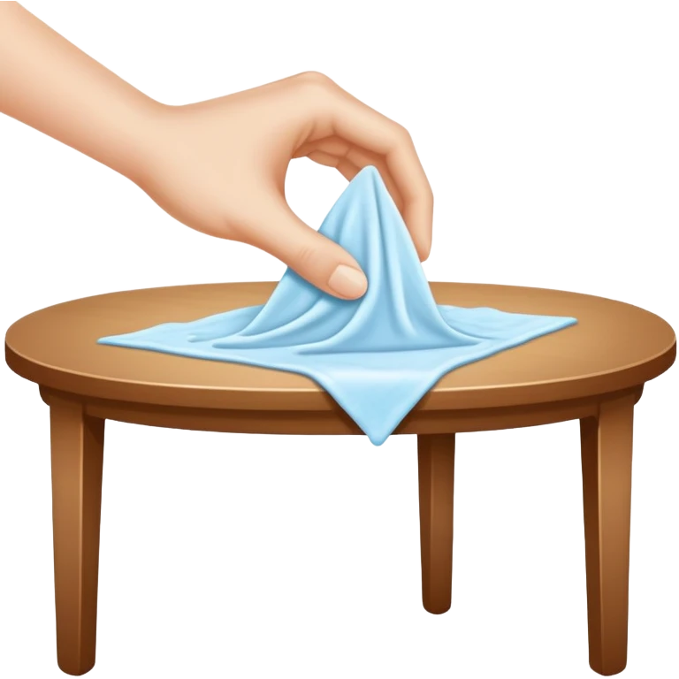 hand with a wet wipe cleaning a table emoji