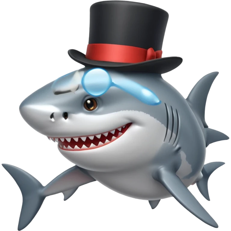 Shark with a top hat emoji