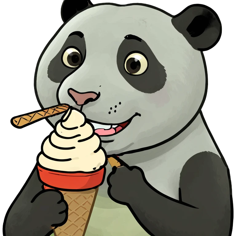 Panda eating ice cream emoji
