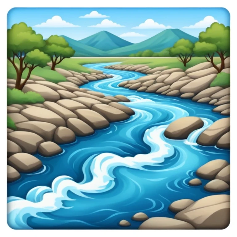 Flowing river with clear blue water and small waves emoji