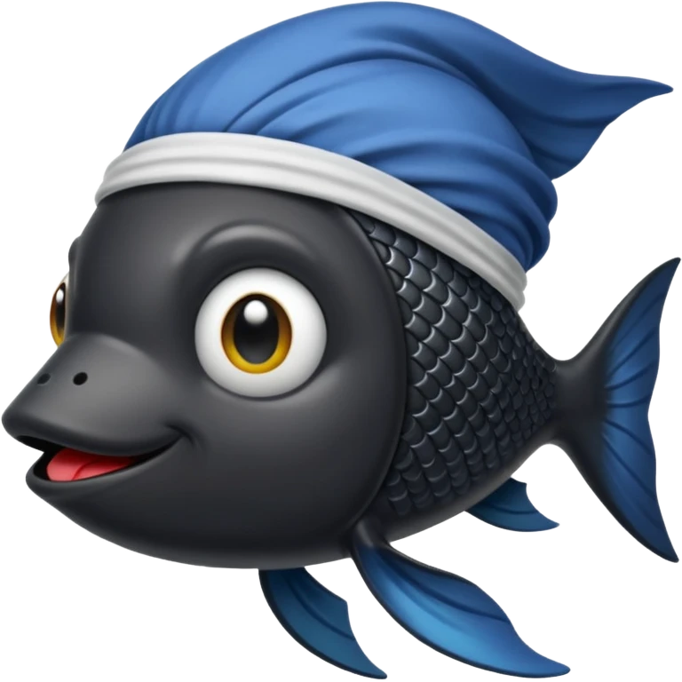 Black fish with a durag- not fully black just dark emoji