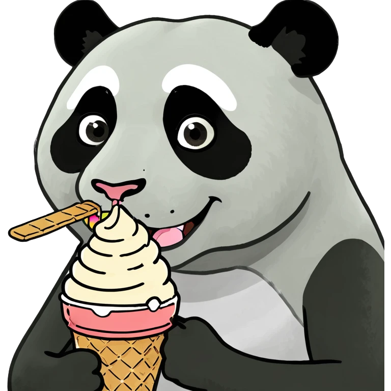Panda eating ice cream emoji