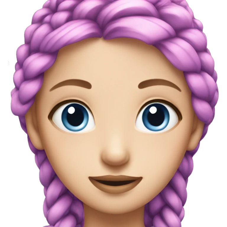 Blond girl, blue eyes, many pink and purple braids emoji