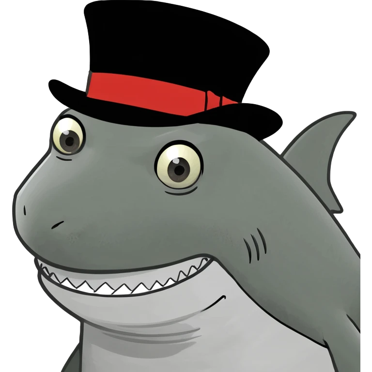 Shark with a top hat emoji