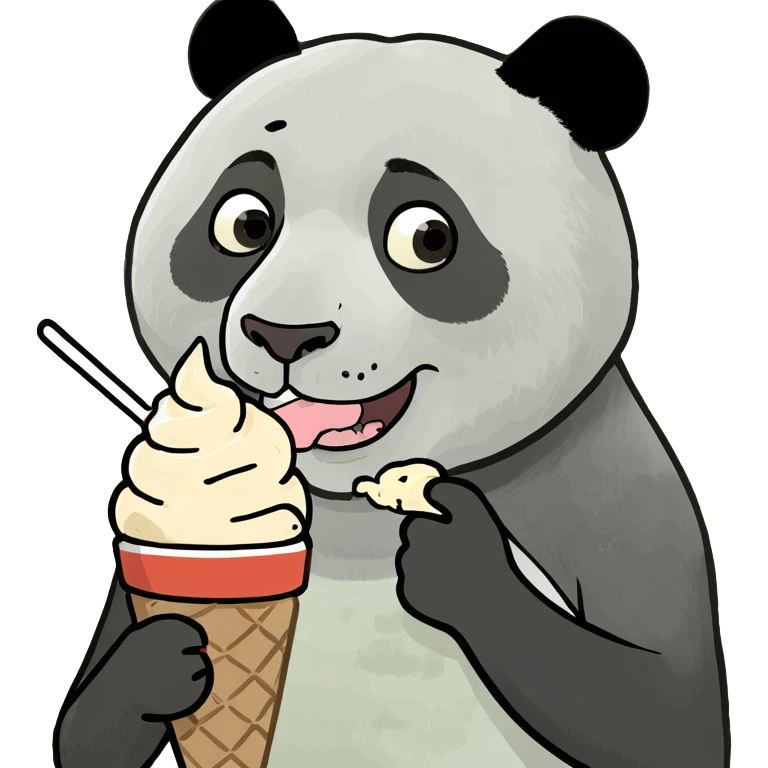 Panda eating ice cream emoji