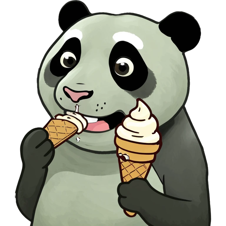 Panda eating ice cream emoji