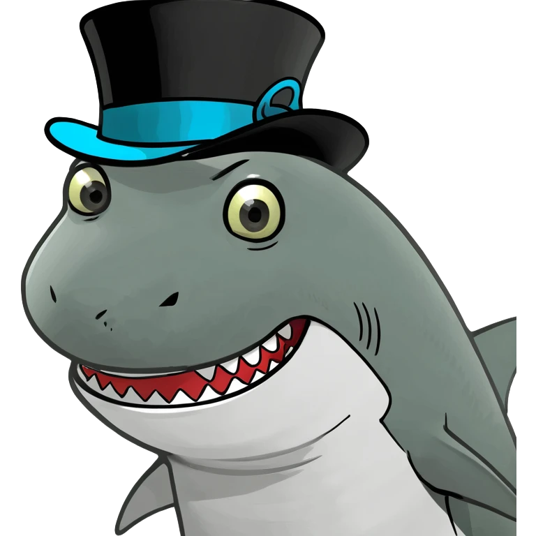 Shark with a top hat emoji