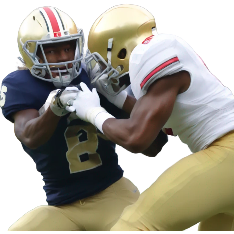 Ohio state player tackling a notre dame player  emoji