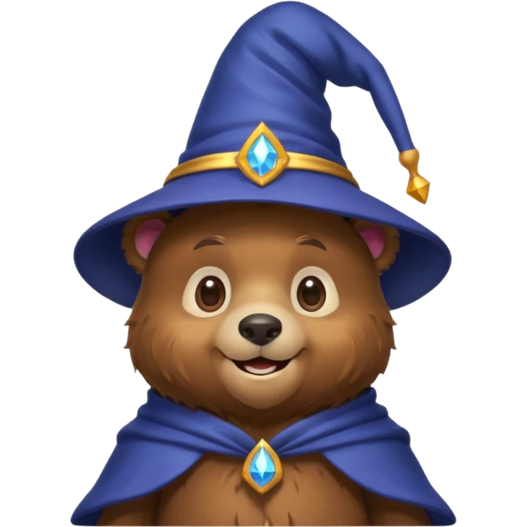 Bear wearing a wizard hat emoji