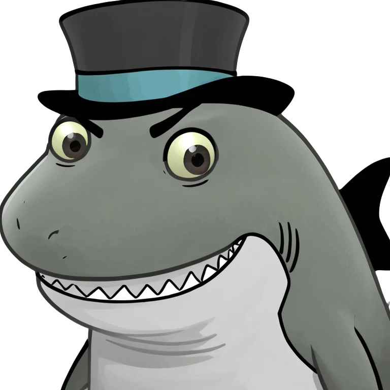 Shark with a top hat emoji