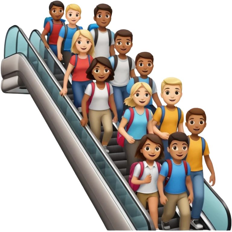 An escalator full of students emoji