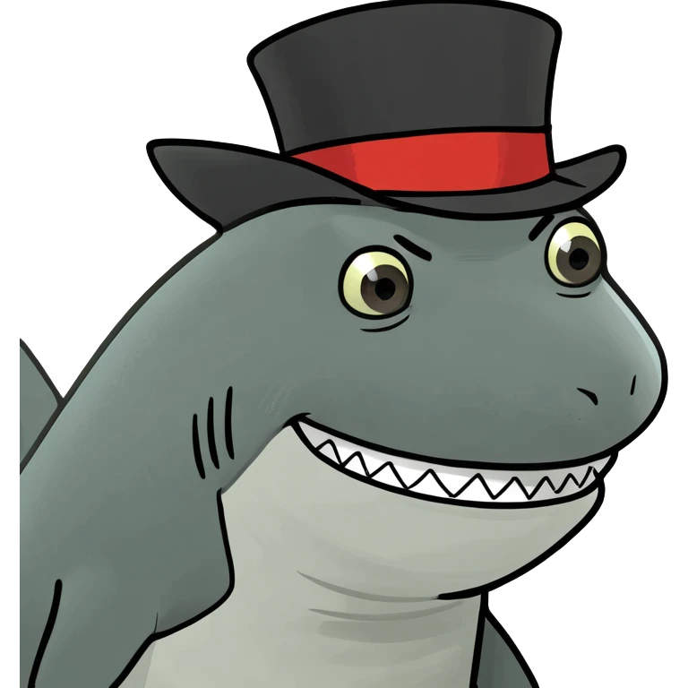 Shark with a top hat emoji