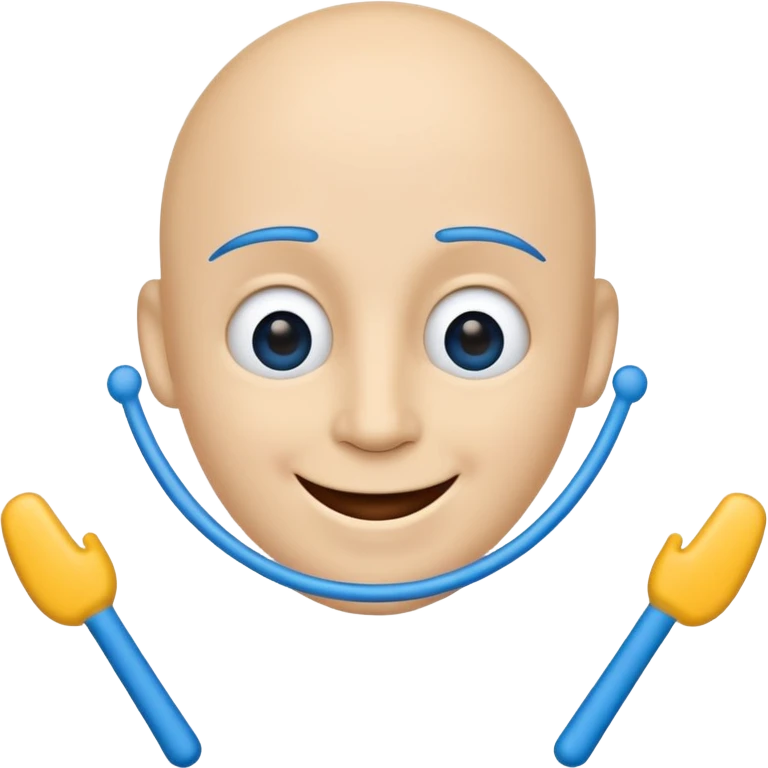 Blue stick figure happy remove eyebrows, nose and mouth emoji