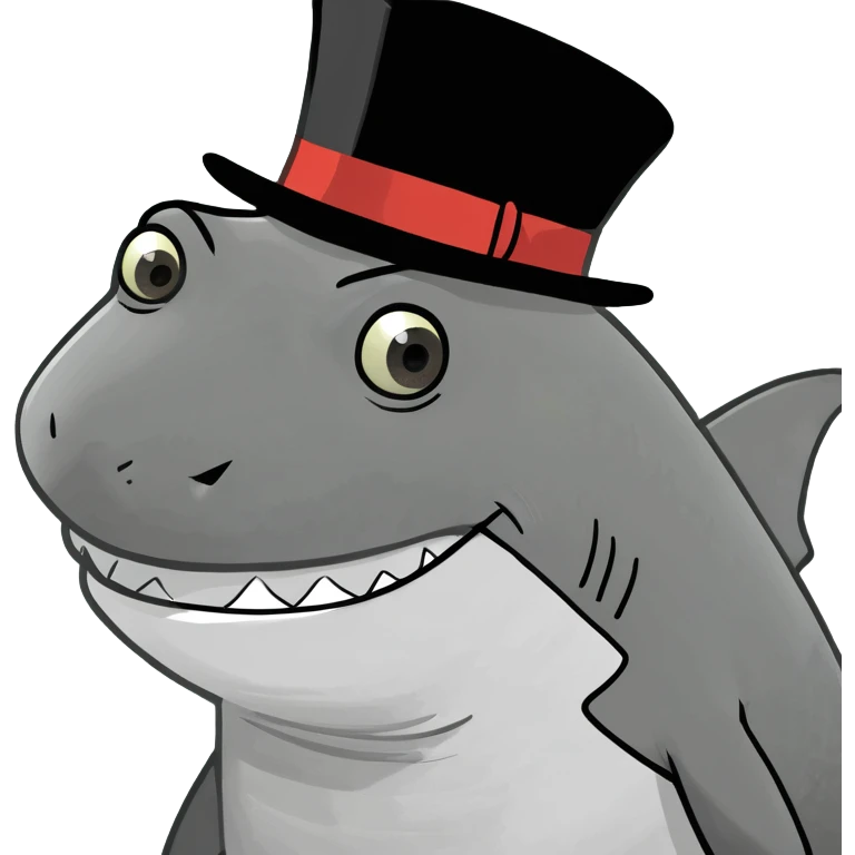Shark with a top hat emoji