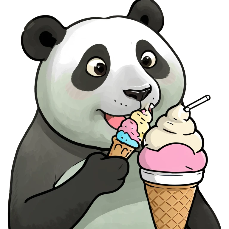 Panda eating ice cream emoji