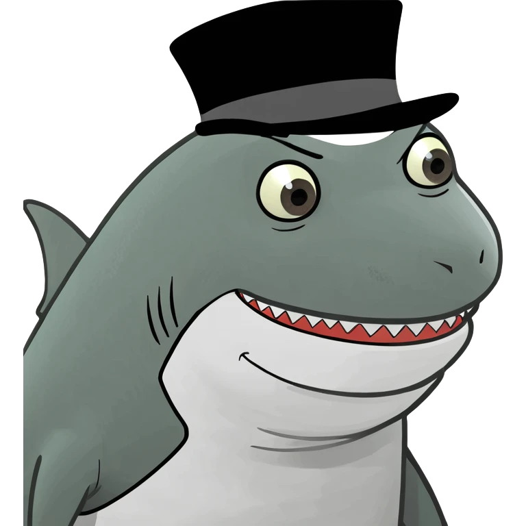 Shark with a top hat emoji
