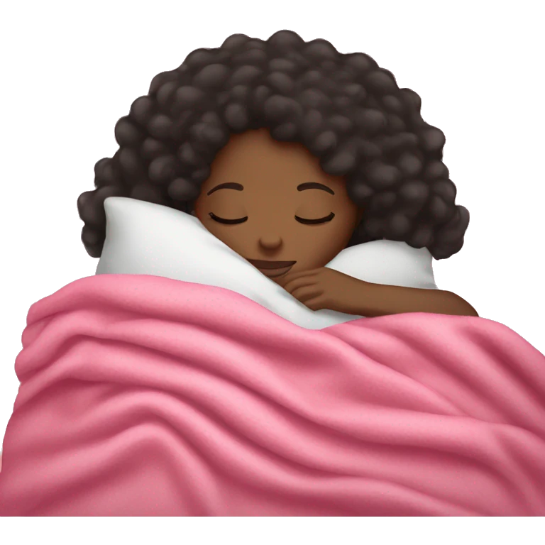 black girl sleeping with pink blanket emoji