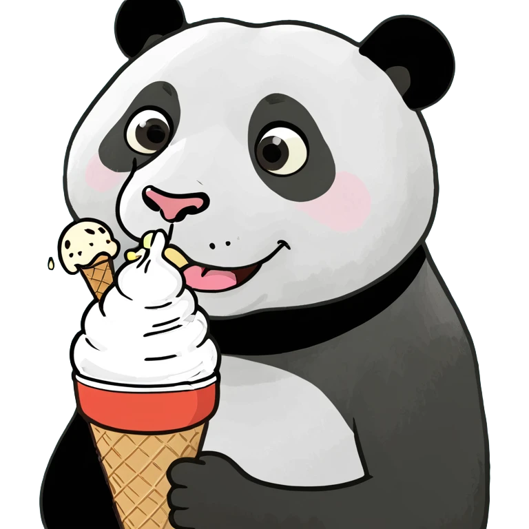 Panda eating ice cream emoji