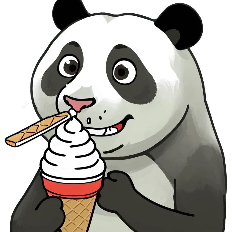 Panda eating ice cream emoji