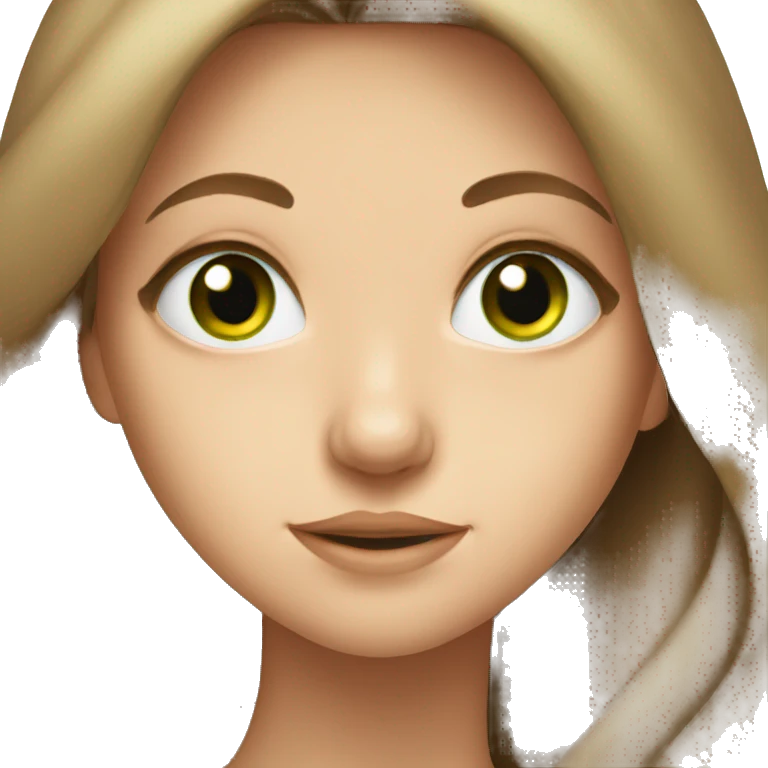 girl with long brown hair with green eyes emoji